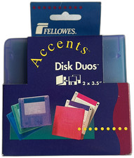 Fellowes Disk Duos Floppy Cases 3 5 Inch Accents Set 4 Colors 45054 1997 picture