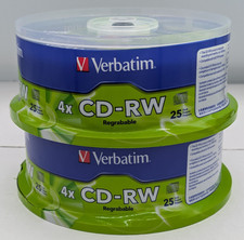 50 VERBATIM CD-RW 4X Branded Logo 700MB Rewritable Disc 95155 picture