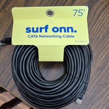 surf onn. Cat6 RJ-45 Ethernet Cable, 75 ft Black Round Networking Cable picture