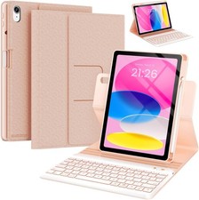BLUTLOTUS iPad 10th Gen 10.9 Keyboard Case Backlit Rotating Rose Gold picture