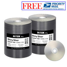 200 Pack Ritek Pro DVD-R 16X 4.7GB Shiny Silver Lacquer Blank Recordable Disc picture