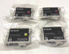 EPSON Genuine Ink cartridges Black TO601 Two Magenta TO603 Yellow TO604  SEALED picture