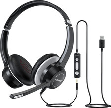 Auriculares USB con microfono auriculares para computadora con cable de 3.5 mm picture
