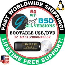 GHOSTBSD LINUX LIKE OS LATEST MATE, XFCE 64BIT BOOTABLE USB/DVD, MAC/PC FREEBSD picture