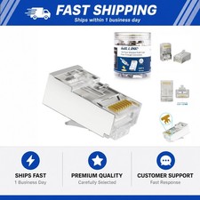 100-Pack Shielded RJ45 Cat6 Pass-Through Connectors picture
