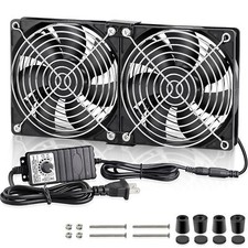Big Airflow Dual 120mm Fans Dc 12v Powered Fan With Ac 110v 240v Speed Control C picture