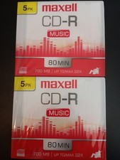 2 Maxell CD-R Compact Discs Music Audio Recordable 80 Minute, 700mb 5 Pack picture