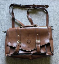 ECOSUSI Backpack Unisex  Briefcase Messenger Laptop Faux Leather Bag Brown picture