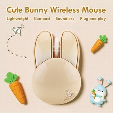Wireless Mouse Cute Beige Kawaii Bunny Shape Rabbit Design Portable Girls Kids picture