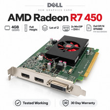 Lot of 2 Dell AMD Radeon R7 450 4GB GDDR5 Full Height GPU 2x Mini DP DVI 0FN46D picture