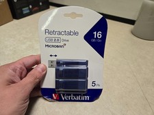Verbatim Classic USB 2.0 Flash Drive, 16 GB, Blue, 5/Pack Sealed picture