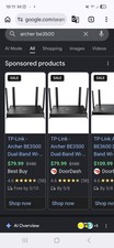 ARCHER BE3500 TP LINK BRAND NEW NEVER USED ROUTER WITH CABLE  BLACK picture