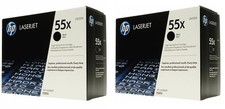 2 NEW Genuine Factory Sealed HP 55X Toner Cartridges CE255X Black Boxes picture