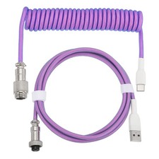 10 ft Coiled Keyboard Cable Type-C to USB Detachable Aviation Cable Purple picture