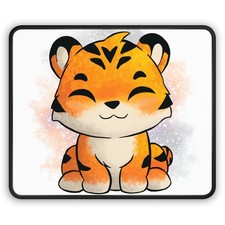 Cute Smiling Tiger Gaming Mouse Pad | Kawaii Animal Desk Mat picture