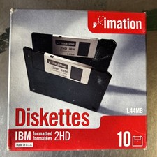 New/Sealed Genuine Imation IBM Formatted 2HD 1.44MB Diskettes (10 Pack) picture
