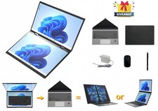 Dual Screen Laptop 14+14 Inch 2.2K Touch Screen Notebook DDR4 32GB 1TB SSD picture