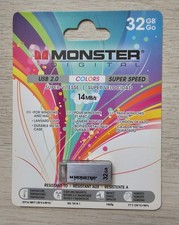 Monster Digital Colors 32GB USB 2.0 Flash Drive Silver Metal – New Sealed Packag picture