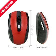 Red Wireless Mouse 2.4GHz Slim Silent Optical 800-1600 DPI MacBook PC picture