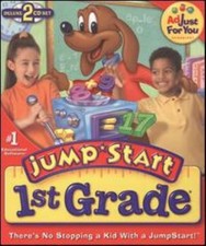 JumpStart 1st Grade 2.0 Deluxe 2-Disc PC CD learn money phonics reading math picture
