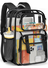 Clear PVC Water-Resistant Anti-Theft Backpack w/ Padded 16 in Laptop Sleeve picture