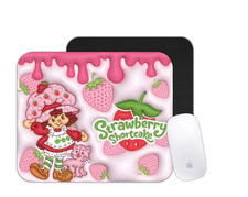 Retro Strawberry Girl Cartoon Mouse Pad Gift | Vintage Cute Desk Mat picture