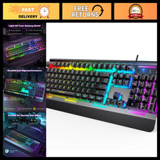 RGB Backlit Wired Gaming Keyboard - Metal Panel Design, Mechanical Feel, USB Con picture
