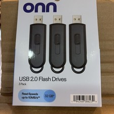 Onn. USB 2.0 Flash Drives . 32 GB. 3 Pack picture