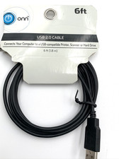 Onn USB 2.0 Cable 6' Computer Network Printer External Storage Webcam Keyboard picture