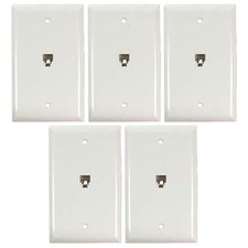 5 Pcs 1-Port RJ11 6P4C Telephone Phone Line Wall Plate Modular Smooth White picture
