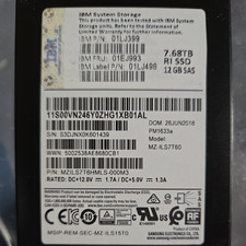 IBM-D051 MZILS7T6HMLS (P/N IBM 01LJ399) Samsung PM1633a 7.68TB SAS SSD 2.5in 99% picture