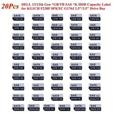 Capacity Label for DELL 13/12G KG1CH F238F 8FKXC G176J 2.5 3.5