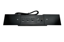 Conference Table Power Box Sliding Brush 3 Outlets USB-A USB-C HDMI Cat6 Black picture
