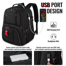 YOREPEK TRAVEL LAPTOP BACKPACK EXTRA LARGE 50 L WATER RESISTANT, USB PORT NEW picture