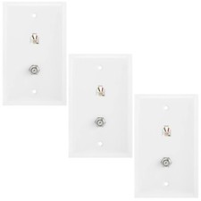 3x F Type Coax Cable Connector RJ11 RJ12 Phone Line Wall Plate TV Antenna White picture