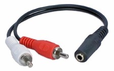 6in 3.5mm Female to RCA Red White Male Audio AUX Splitter Cable Adapter MP3 Car picture