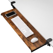 VIVO Vintage Brown Extra Long Clamp-on Computer Keyboard Mouse Under Desk Tray picture