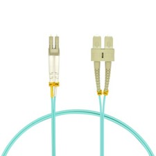 1-30M LC-SC Duplex 50/125 OM4 Multimode OFNR 2.0mm Aqua Fiber Optic Patch Cable. picture