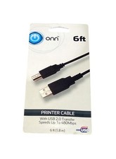 Printer Cable – 6 ft ONN USB 2.0 (480 Mbps Transfer Speed) USB Type‑A to Type-B picture