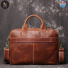 Vintage Brown Messenger Shoulder Bag |Work Office Business Travel Bag Noraf picture