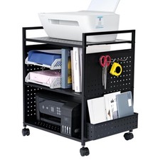 3-Tier Rolling Printer Stand with Pegboard and File Holder picture