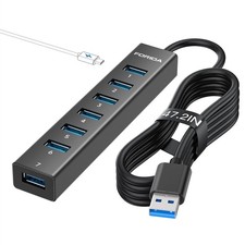 USB Hub 8 Port 3.0 Splitter Long Cable Type-C 5V/3A Power - Compatible picture