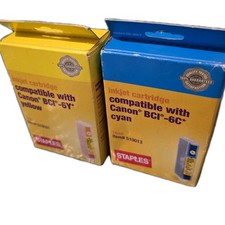 New Staples Inkjet Cartridges Set Canon Compatible BCI-6C - CYAN BCI-6Y YELLOW picture