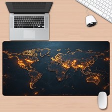 1pc World Map in Orange Pad for Desk, Gaming, Office Decor, Non-Slip Rubber Ba picture