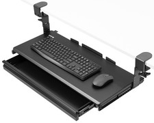 VIVO Height Adjustable Clamp-on Computer Keyboard Tray with Storage Drawer picture