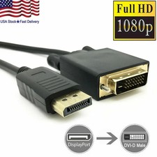 6/10/15 Ft Gold Plated DP DisplayPort to DVI-D Male Dual Link Cable 2k 4k 1080P picture