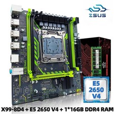 ZSUS X99-8D4 Motherboard Set Kit With LGA2011-3 Xeon E5 2650 V4 CPU DDR4 16GB T picture