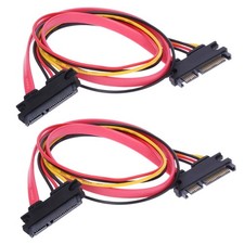 2-Pack 50cm SATA Power Cable 22Pin (7+15) Male Plug to 22 Pin Female Jack Con... picture