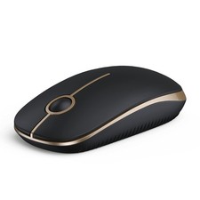 VssoPlor Wireless Mouse, 2.4G Slim Portable Computer Laptop Black and Gold picture