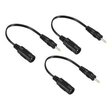 3Pcs DC 5.5x2.1mm Female to 2.5x0.7mm Male Extension Cable Adapter Cord Black picture